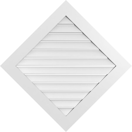 Ekena Millwork Diamond Surface Mount PVC Gable Vent: Non-Functional, w/ 3-1/2"W x 1"P Standard Frame, 40"W x 40"H GVPDI40X4001SN